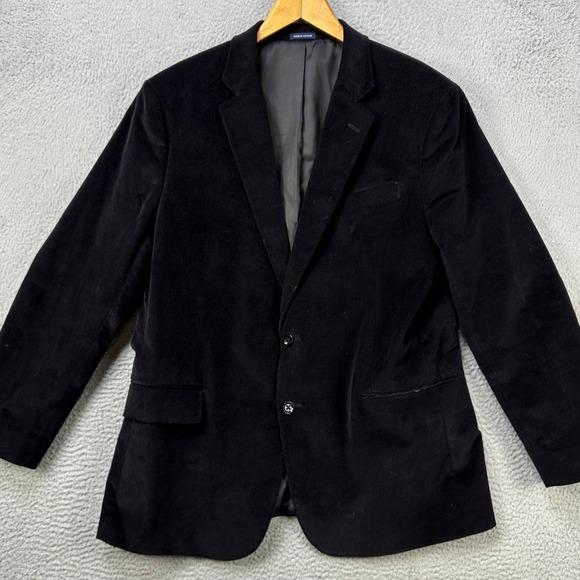 Stafford Mens 48R Sport Coat Blazer Classic Fit‎ Black Corduroy 2 Button Pocket